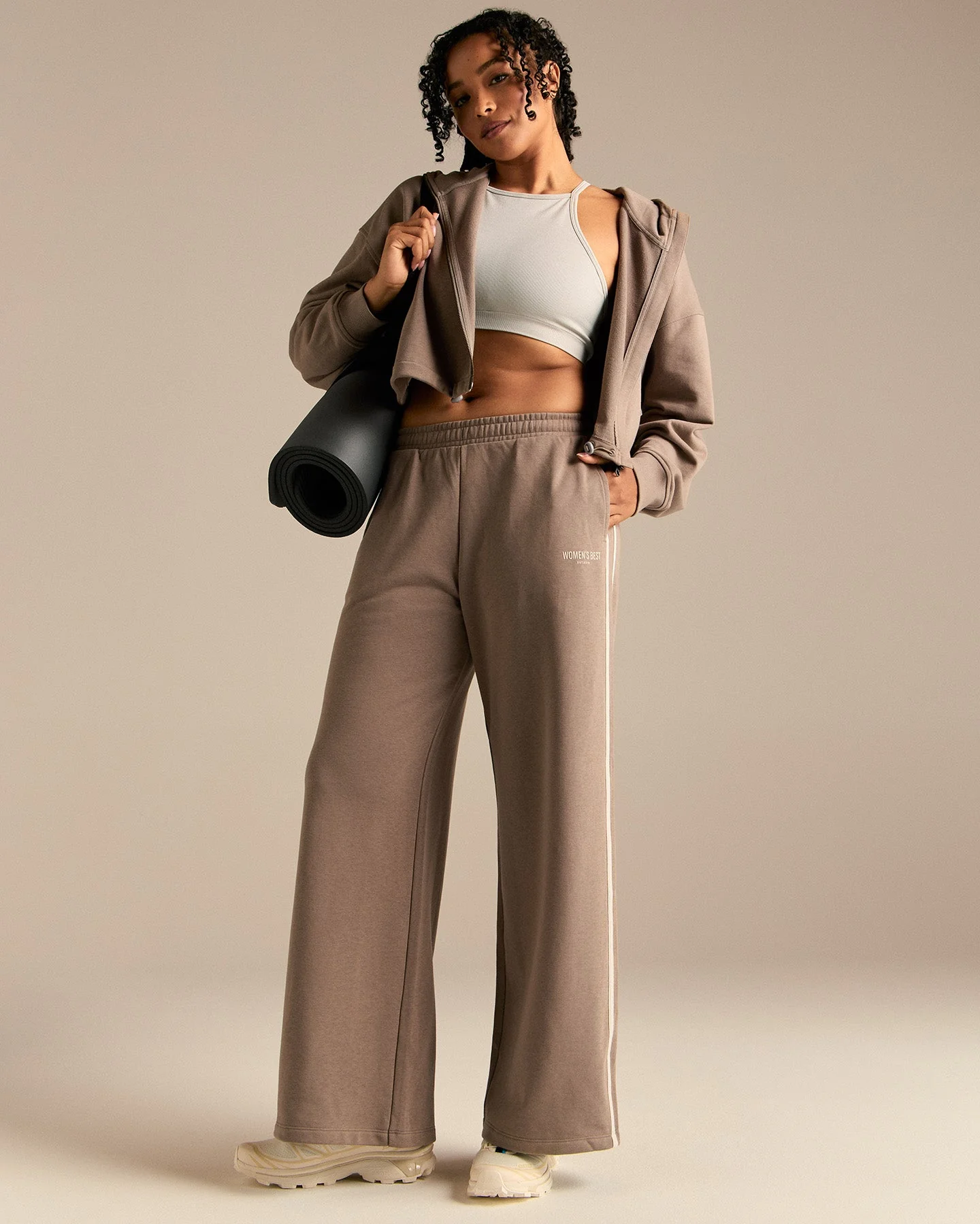 Comfort Lightweight Contrast Joggers | Taupe Grey - Image 6