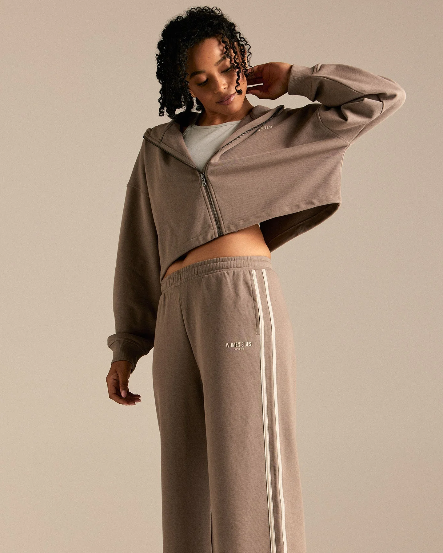 Comfort Lightweight Contrast Joggers | Taupe Grey - Image 8