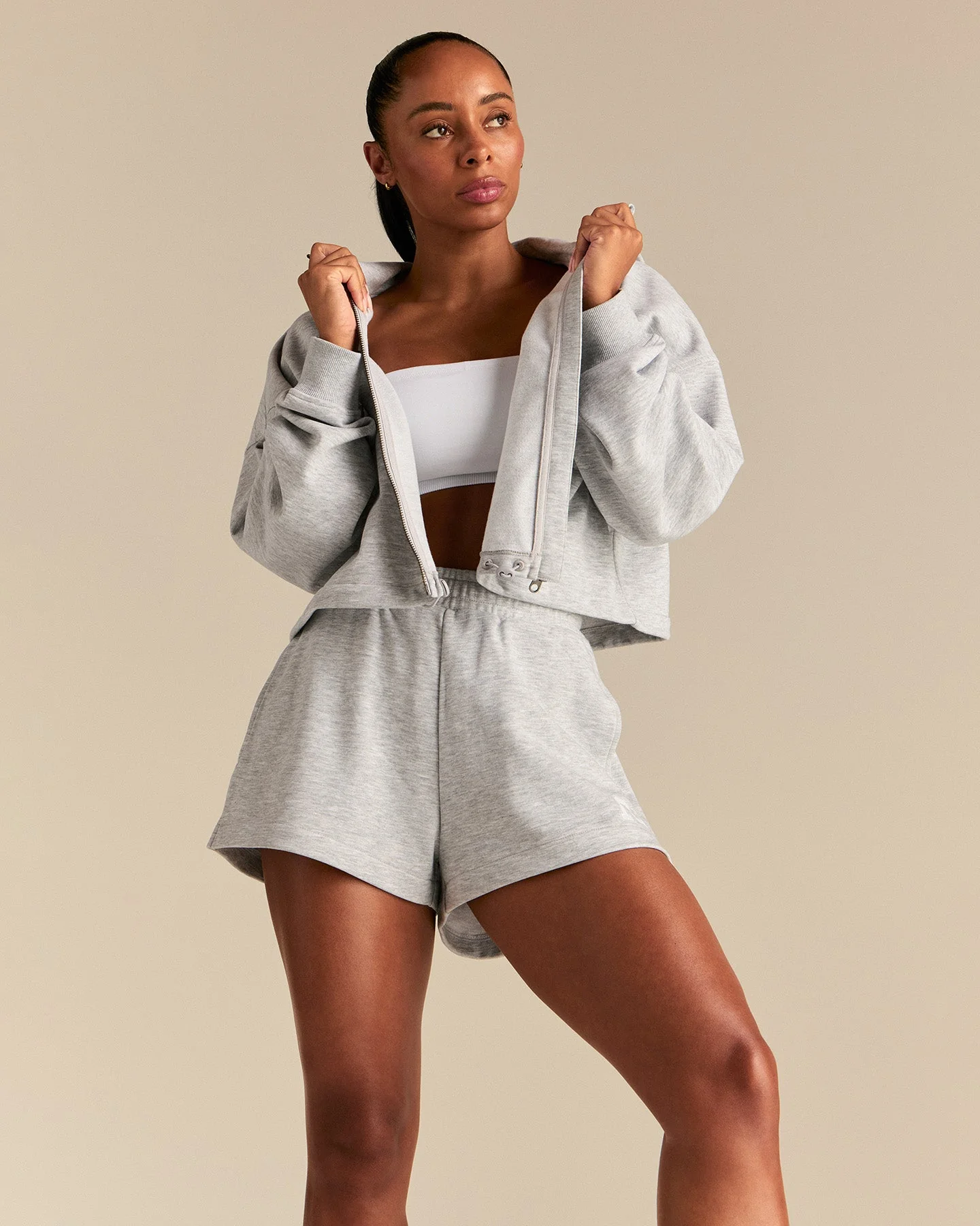 Comfort Lightweight Draw Hem Hoodie | Grey Marl - Image 6