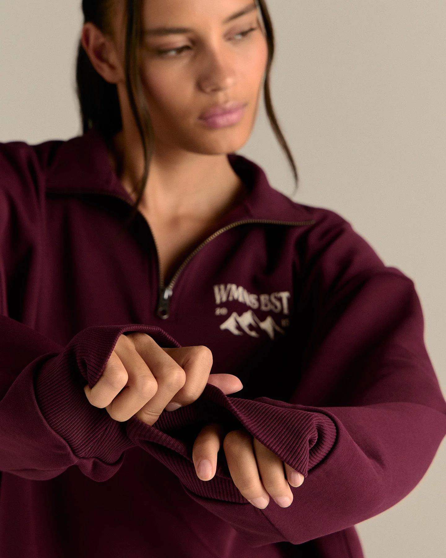 Comfort Outdoor 1/4 Zip Graphic Sweat | Merlot - Image 3