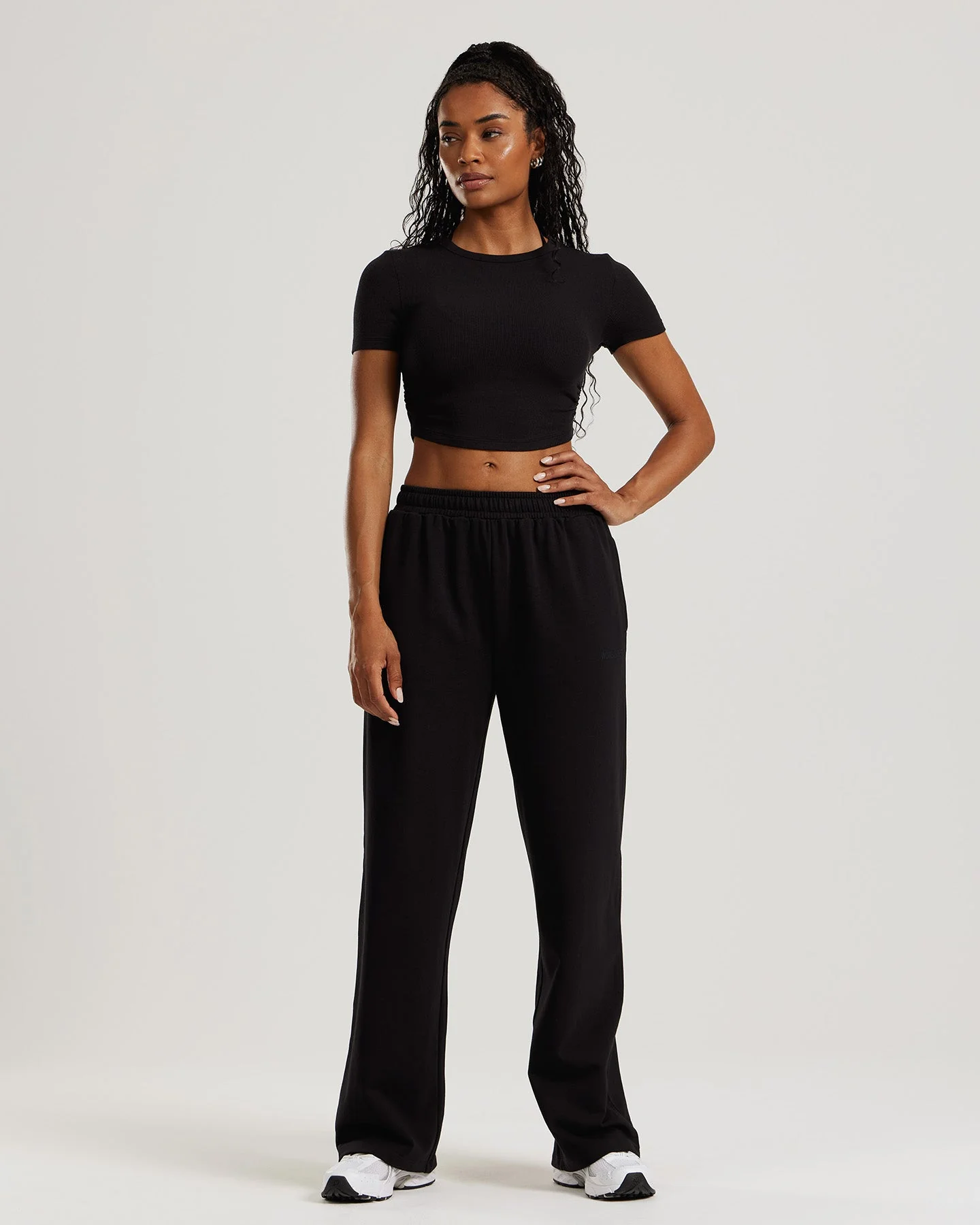 Comfort Ribbed Cropped T-Shirt | Black - Image 6