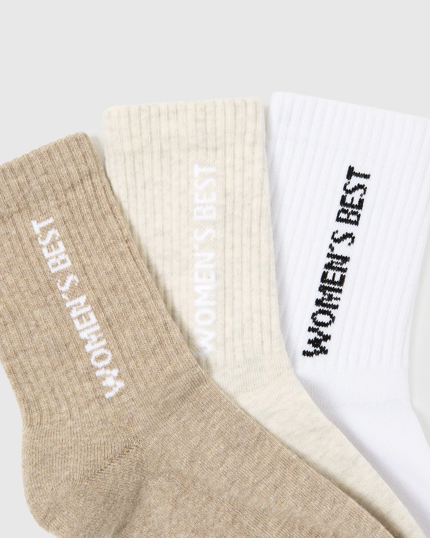 Crew Socks (3PK) | Off White/Buff/White - Image 5