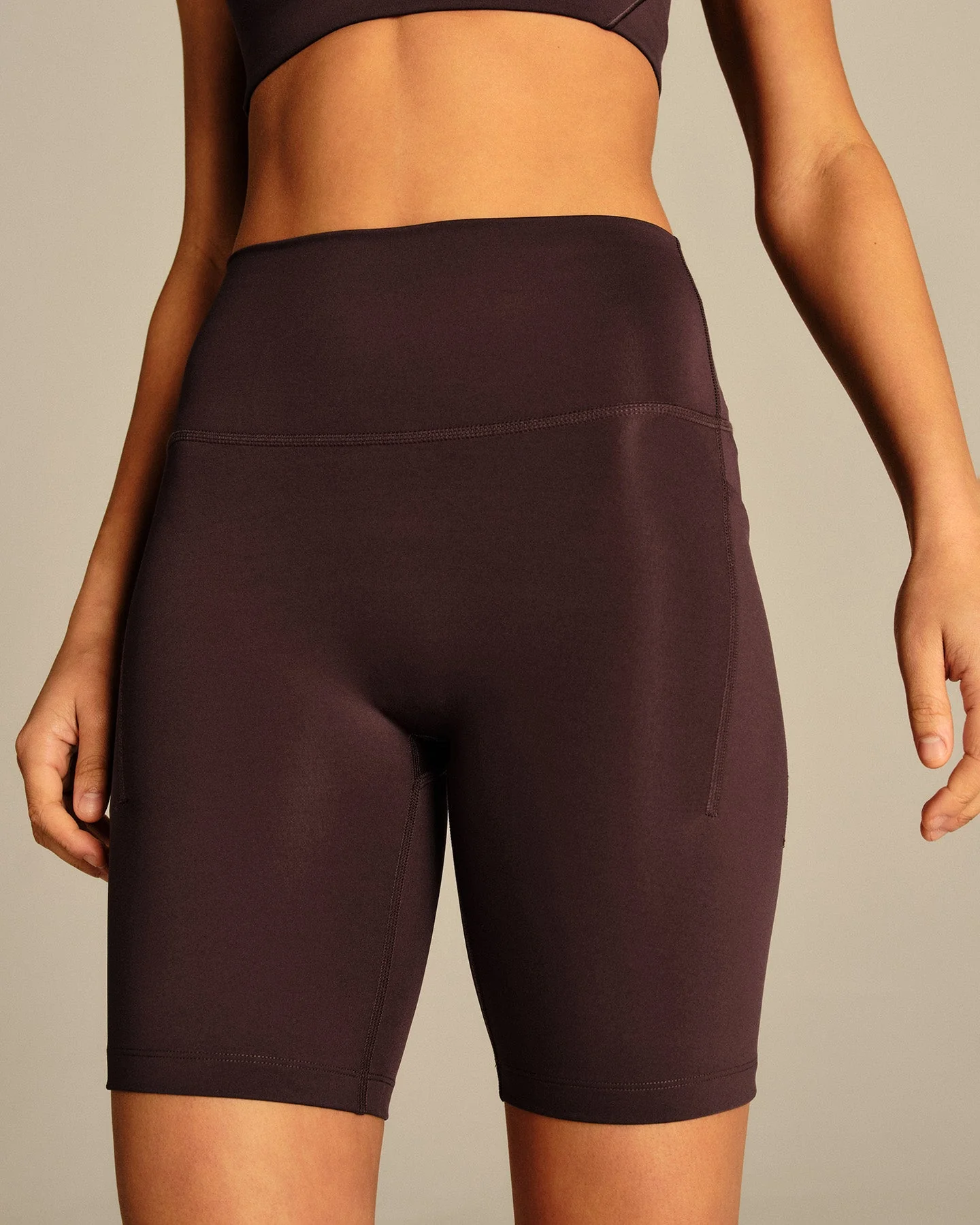 Essential High Waist Cycling Shorts with Pockets | Cafe Noir - Image 4