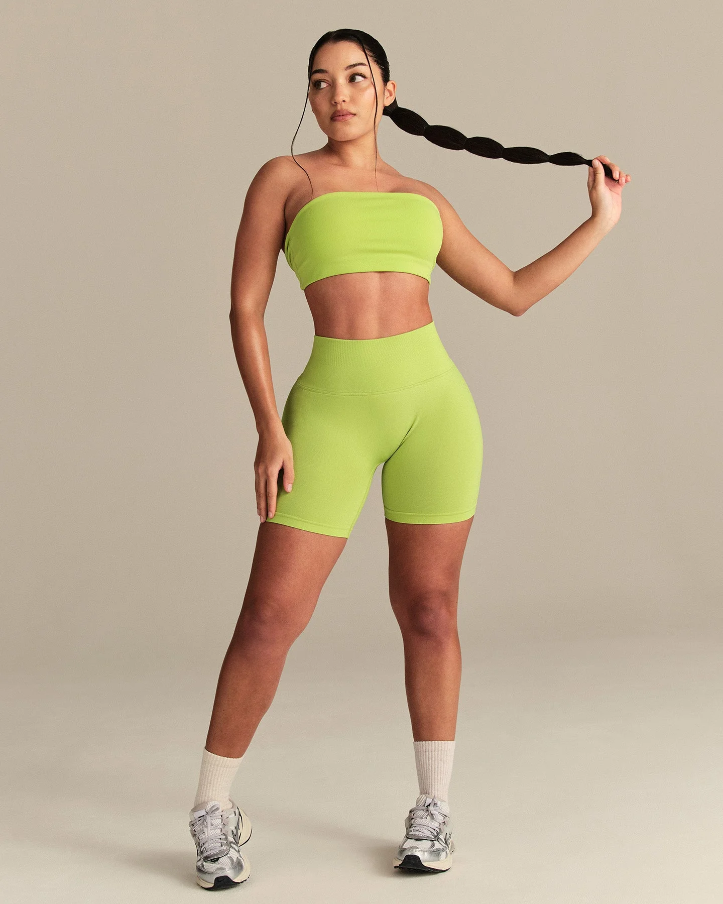 Essential Twist Back Bandeau Bra | Lime Punch - Image 2