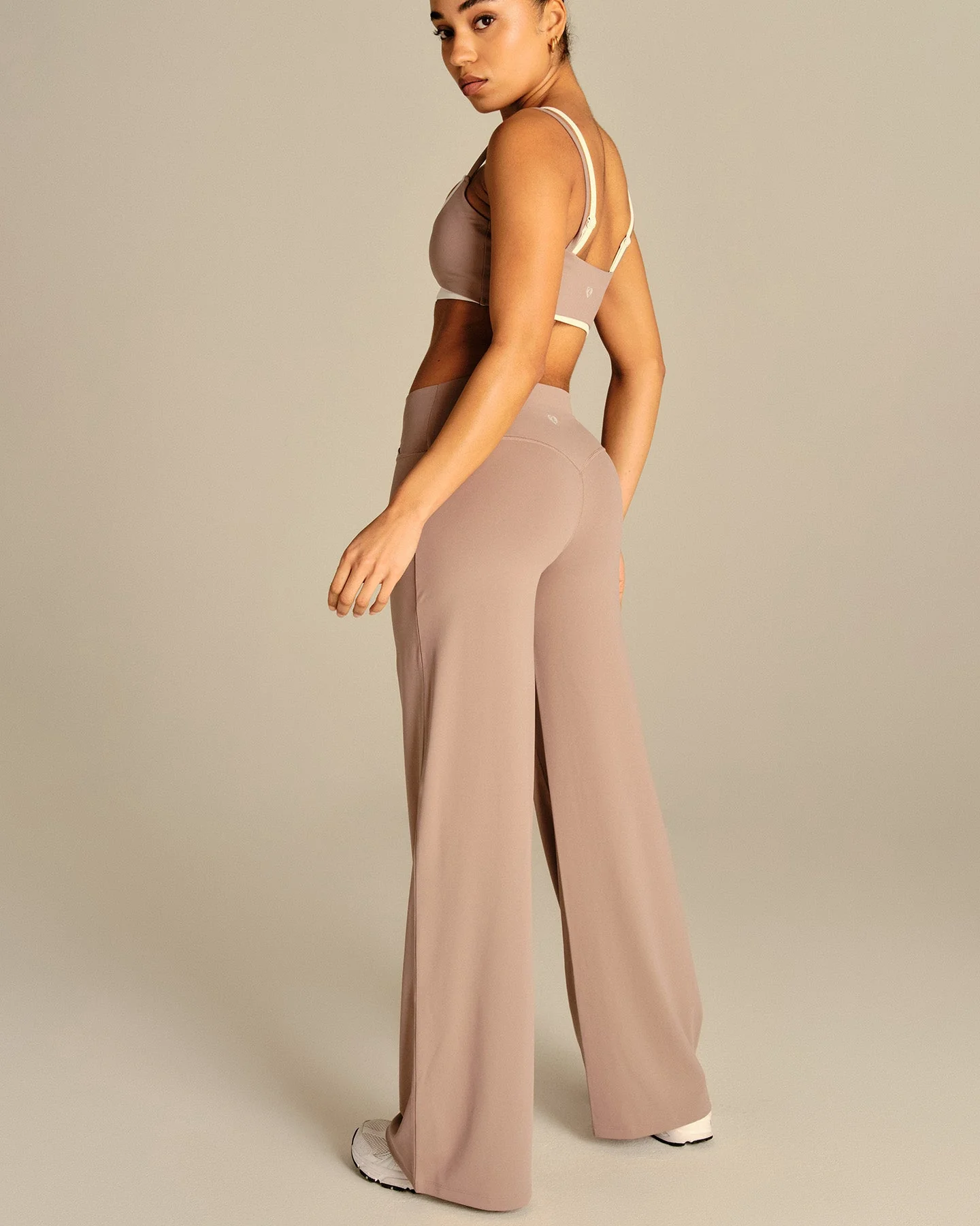 Essential Wrap High Waist Straight Leg Pants | Mauve Taupe - Image 3