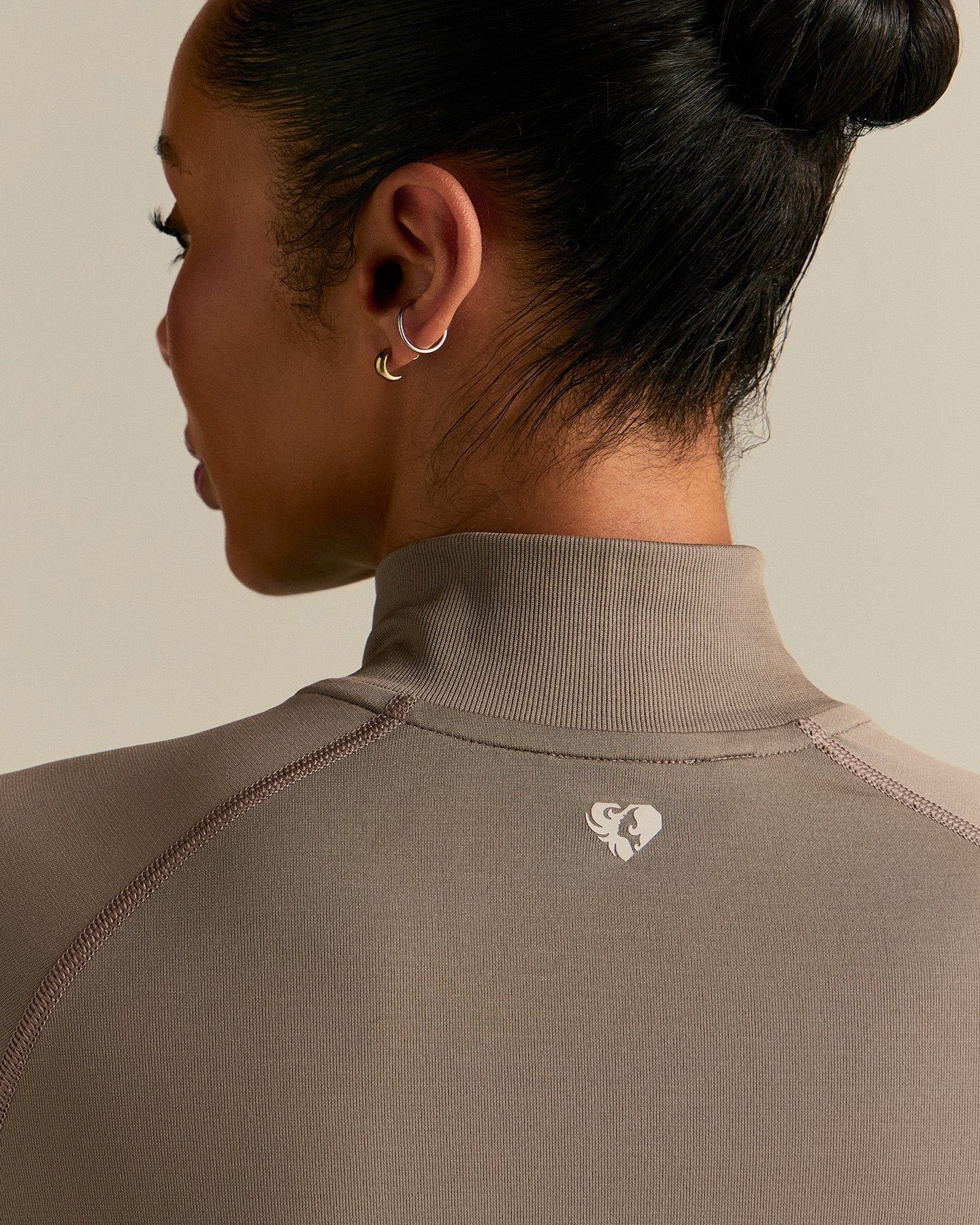 Lightweight Long Sleeve 1/4 Zip Top | Taupe Grey - Image 4
