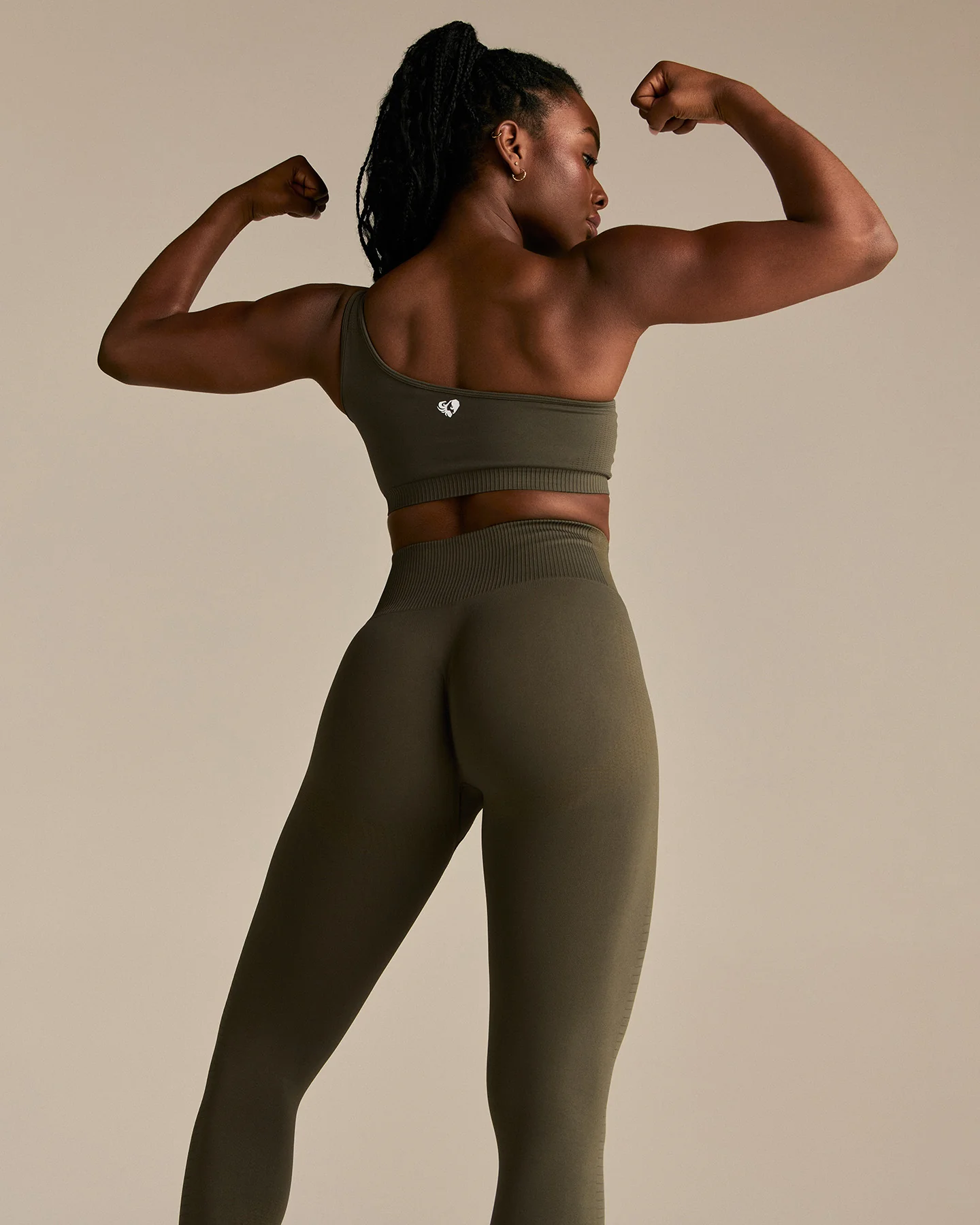 Power One Shoulder Bra | Dark Olive - Image 2