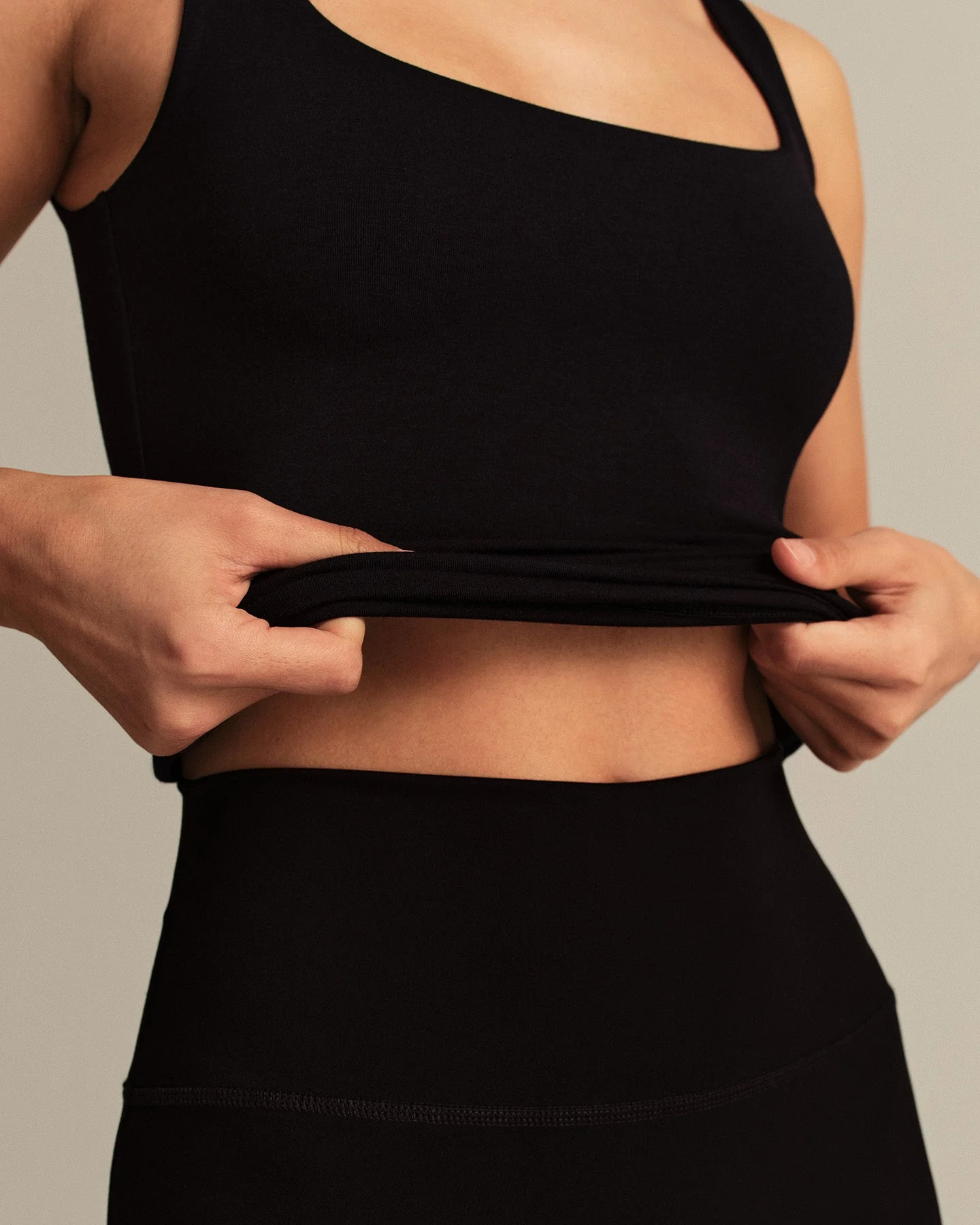 Smooth Contour Midi Square Neck Tank | Black - Image 6